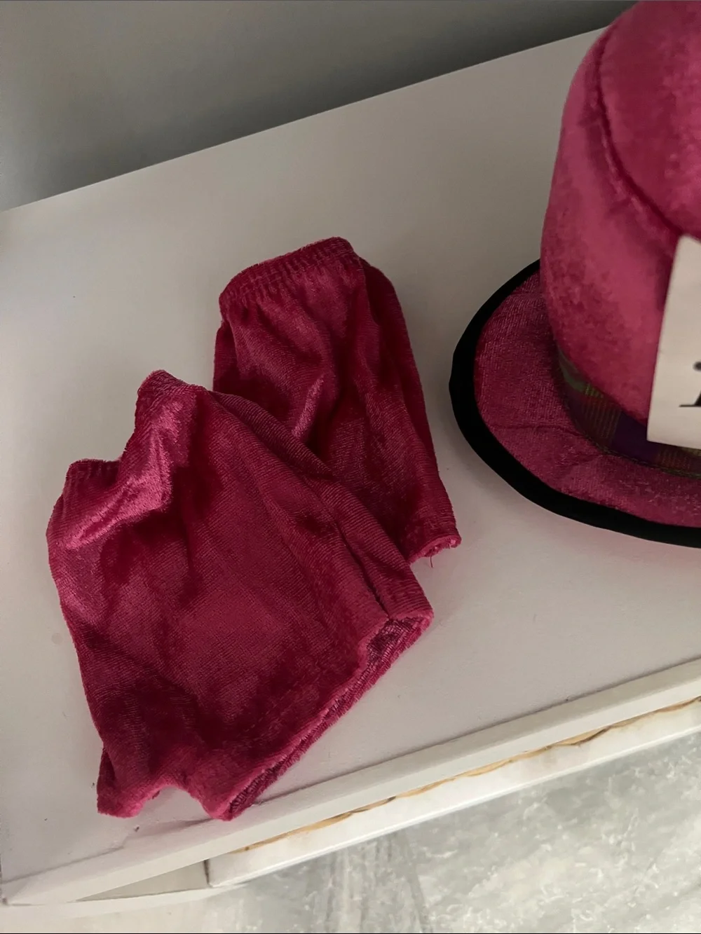 Girls' Neon Pink Plaid Mad Hatter Costume with Lime Accents